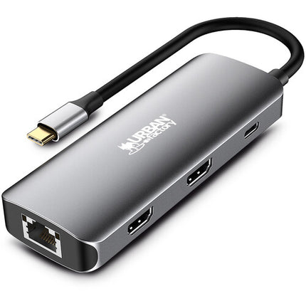 Urban Factory 7-en-1 USB-C Hub 100W con 2 HDMI 4K30 y 3 USB-A 5Gb/s