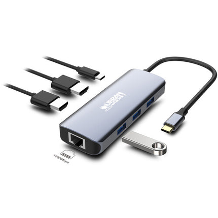 Urban Factory 7-en-1 USB-C Hub 100W con 2 HDMI 4K30 y 3 USB-A 5Gb/s