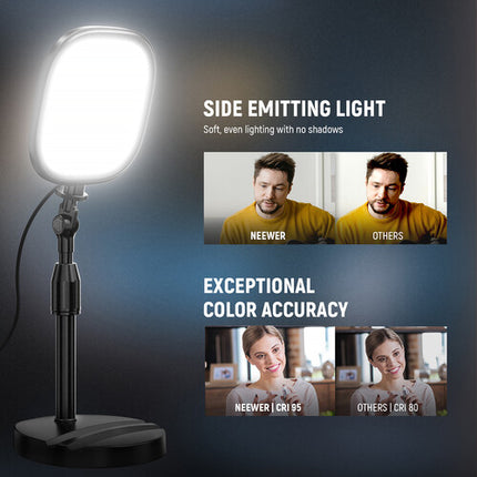 Neewer BASICS NL10 Luz LED Video Bicolor 5" 2-Pack 164 Lux 3000-6500K con Soporte de Escritorio