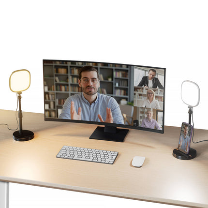 Neewer BASICS NL10 Luz LED Video Bicolor 5" 2-Pack 164 Lux 3000-6500K con Soporte de Escritorio