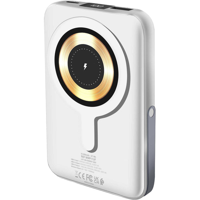 Urban Factory Magnee Power Batería Externa 10000mAh Blanco con Carga Inalámbrica y Display LCD