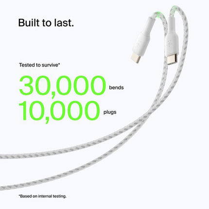 Belkin BoostCharge Cable USB-C a USB-A Trenzado 3.3 pies 15W Blanco