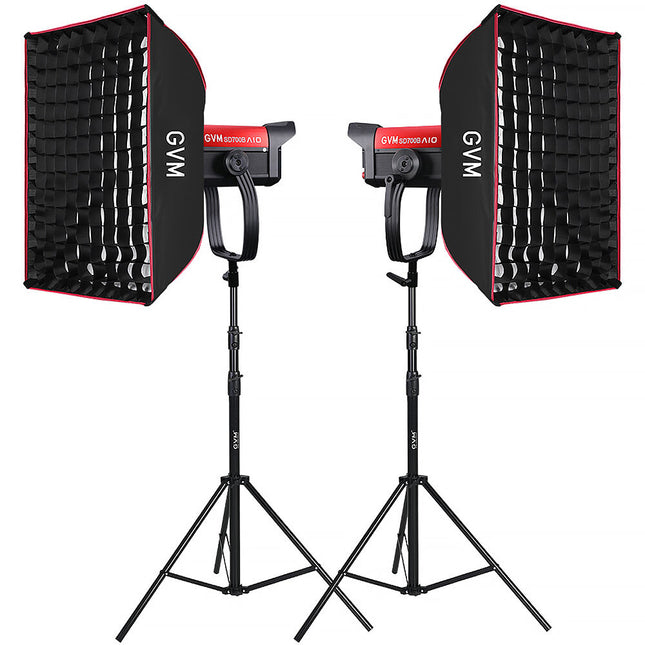 GVM SD700B-AIO Kit 2 Luces LED Bi-Color 2700-6800K 27700 Lux con Softboxes 15.75x23.6"