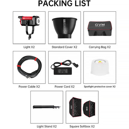 GVM Pro SD300C Monoluz LED RGB Kit 2 Luces Softboxes 47700 Lux 2000-10000K
