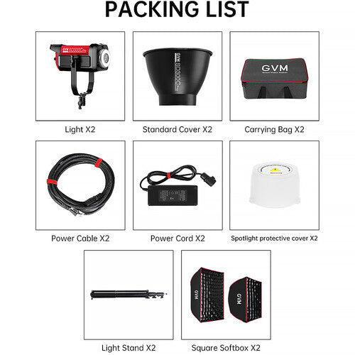 GVM Pro SD300C Monoluz LED RGB Kit 2 Luces Softboxes 47700 Lux 2000-10000K