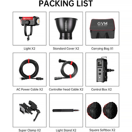 GVM Pro SD650B LED Bi-Color Monolight Kit 2 Luces 2700-6800K 77300 Lux