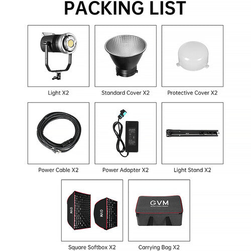GVM SD200R Kit Iluminación LED RGB y Bi-Color 200W 2700-7500K con Softboxes y Trípodes