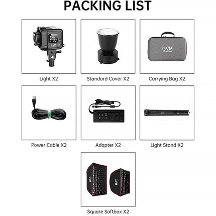 GVM SD80D Kit 2 Luces LED Bicolor Monolight 19500 Lux 2700-7500K