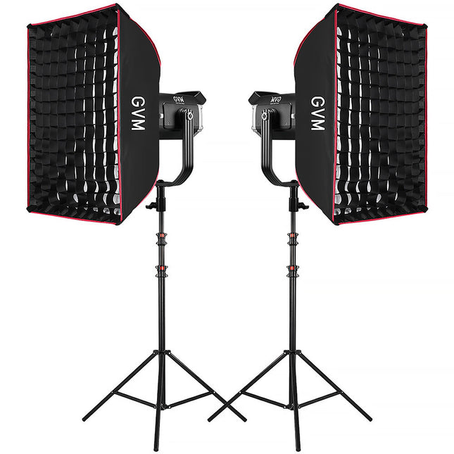 GVM SD600D Monolight LED Bicolor Kit 2 Luces 130000 Lux 2700-7500K con Softboxes y Soportes
