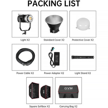 GVM SD300D Monoluz LED Bicolor Kit 2 Luces 56600 Lux 2700-7500K