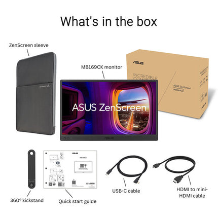 ASUS ZenScreen MB169CK Monitor portátil 15.6 pulgadas Full HD USB-C 5 Pack