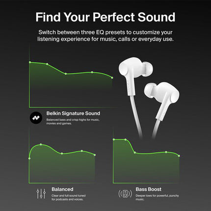 Belkin ANC Auriculares USB-C con Cancelación Activa Ruido 12mm Drivers