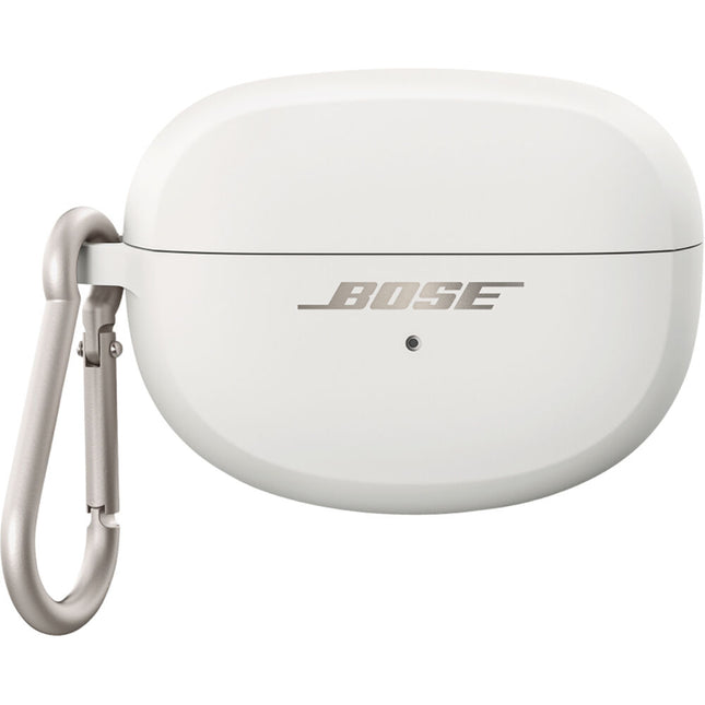 Funda de Silicona para Estuche de Auriculares Ultra Open Bose Blanco Smoke con Clip de Aluminio