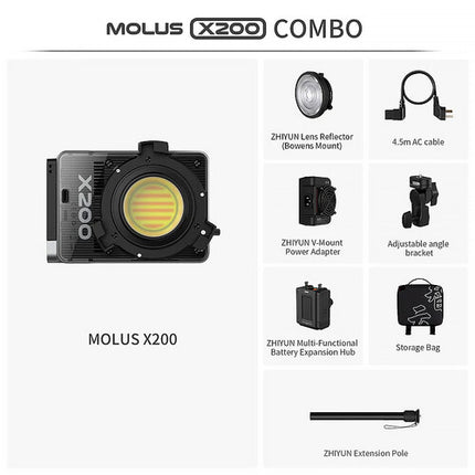 Zhiyun Molus X200 Luz LED Bicolor COB con Softbox Kit Completo 8900 Lux 2700-6500K