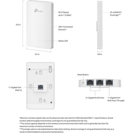 TP-Link F52-Wall Punto de Acceso Wi-Fi 5 Dual-Banda AC1200 1167 Mb/s 4 Puertos Gigabit
