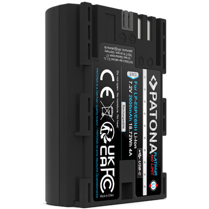 PATONA Platinum LP-E6P Batería USB-C 2600mAh para Canon EOS