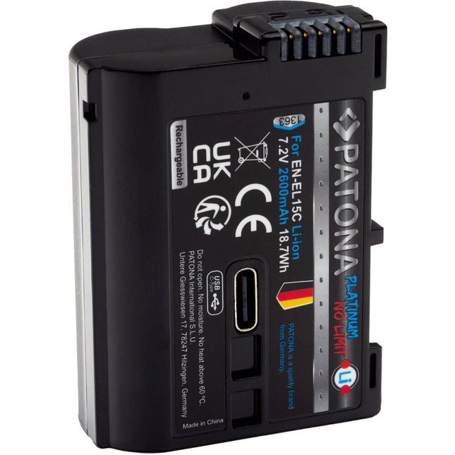 PATONA Platinum EN-EL15c Batería USB-C 2600mAh para cámaras Nikon