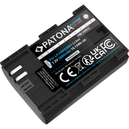 PATONA Platinum LP-E6P Batería USB-C 2600mAh para Canon EOS