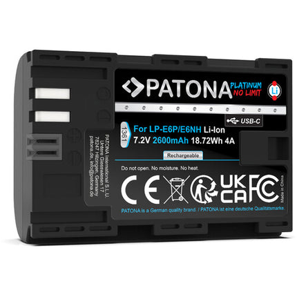 PATONA Platinum LP-E6P Batería USB-C 2600mAh para Canon EOS