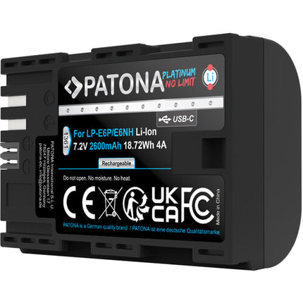 PATONA Platinum LP-E6P Batería USB-C 2600mAh para Canon EOS