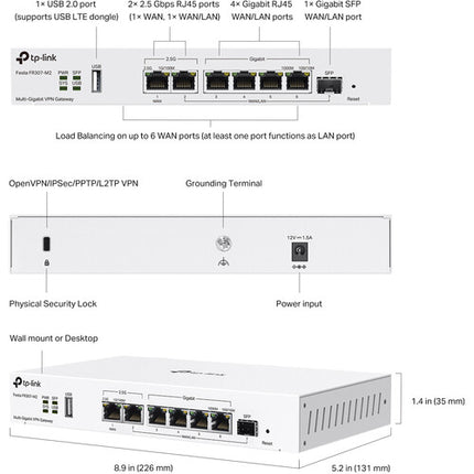 TP-Link Festa FR307-M2 Gateway VPN con puerto 2.5G Ethernet y 4 Gigabit