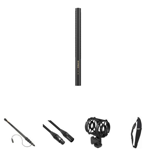 Synco Mic-D2 Micrófono Shotgun Hipercardioide Kit con Boompole de 7.5 Pies y Accesorios