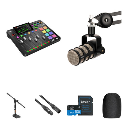 RODE RODECaster Pro II Kit de Podcast Con PodMic Micrófono Dinámico 32GB
