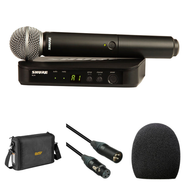 Shure BLX24/SM58 Sistema inalámbrico de micrófono con cápsula SM58 y bolsa kit 14 horas batería rango 300 pies