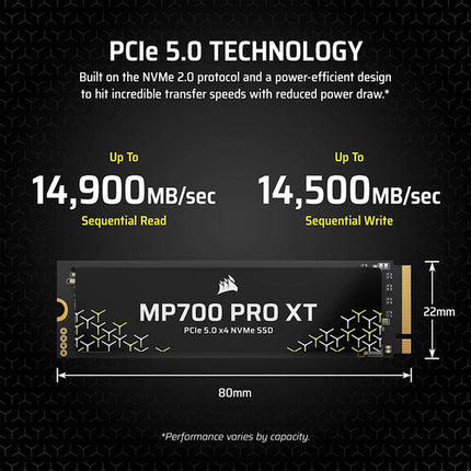 CORSAIR 1TB MP700 Pro XT SSD interno NVMe PCIe 5.0 14900 MB/s lectura