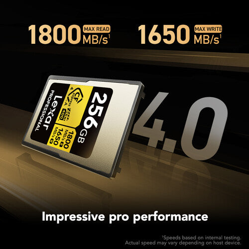 Lexar 256GB GOLD CFexpress 4.0 Tipo A Tarjeta de Memoria 1800 MB/s Lectura 1650 MB/s Escritura