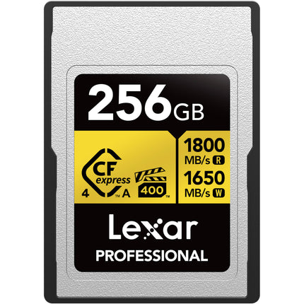 Lexar 256GB GOLD CFexpress 4.0 Tipo A Tarjeta de Memoria 1800 MB/s Lectura 1650 MB/s Escritura