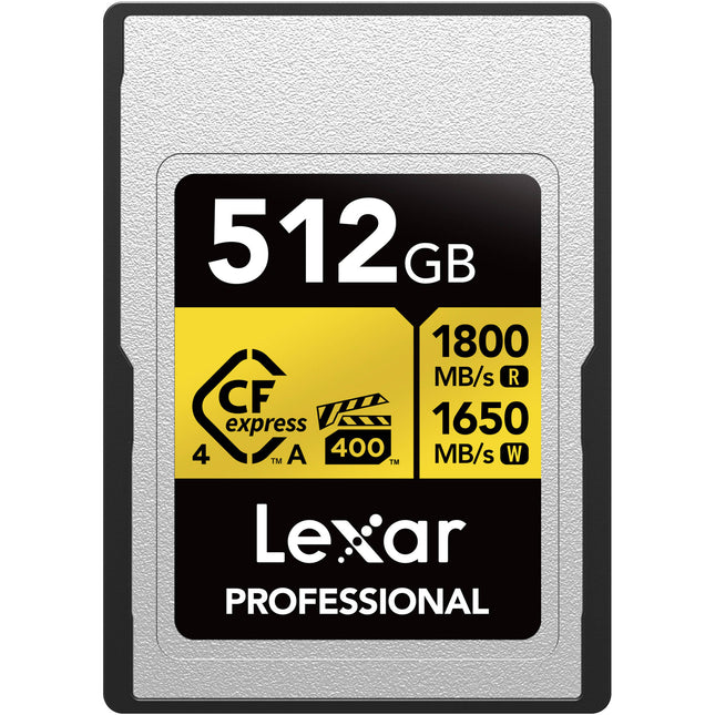 Lexar 512GB Professional GOLD CFexpress 4.0 Tipo A Tarjeta de Memoria con Velocidad 1800 MB/s Lectura 1650 MB/s Escritura