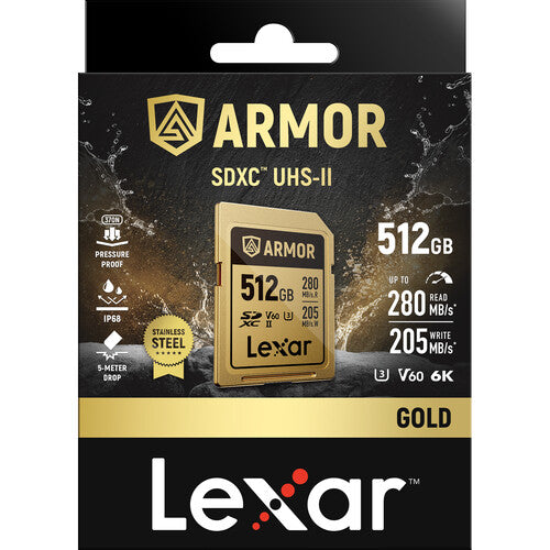Lexar 512GB ARMOR GOLD Tarjeta de Memoria SDXC UHS-II 280 MB/s