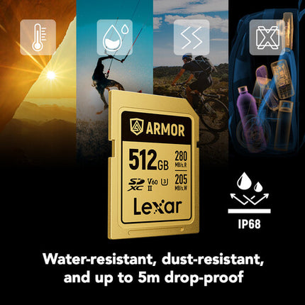 Lexar 512GB ARMOR GOLD Tarjeta de Memoria SDXC UHS-II 280 MB/s