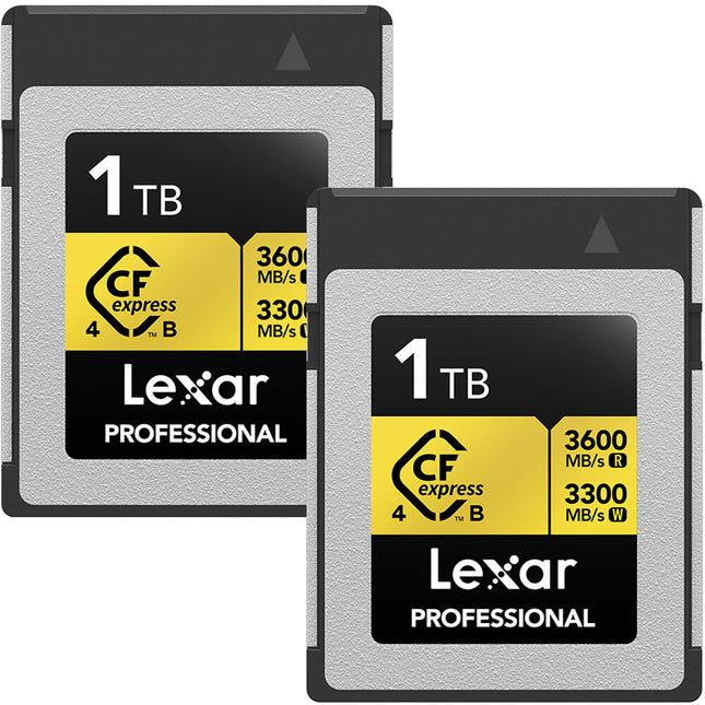 Lexar 1TB Professional GOLD CFexpress 4.0 Tipo B Tarjeta de Memoria 2-Pack 3600 MB/s Lectura 3300 MB/s Escritura