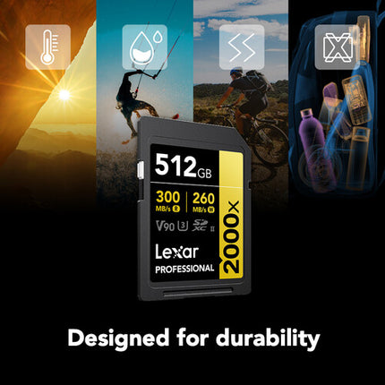 Lexar 512GB Professional 2000x Tarjeta SDXC UHS-II 300MBs 2-Pack