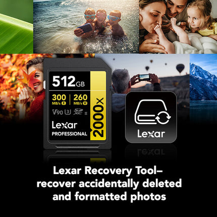 Lexar 512GB Professional 2000x Tarjeta SDXC UHS-II 300MBs 2-Pack