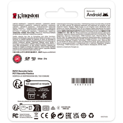 Kingston 128GB Canvas Select Plus UHS-I microSDXC tarjeta memoria 150MB/s IPX7