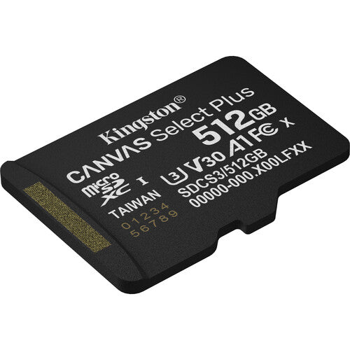 Kingston 512GB Canvas Select Plus microSDXC UHS-I 150MB/s 30MB/s