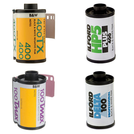 Kodak Professional Ilford Delta Kit de película blanco y negro 35mm ISO 100 y 400 4 rollos 36 exposiciones