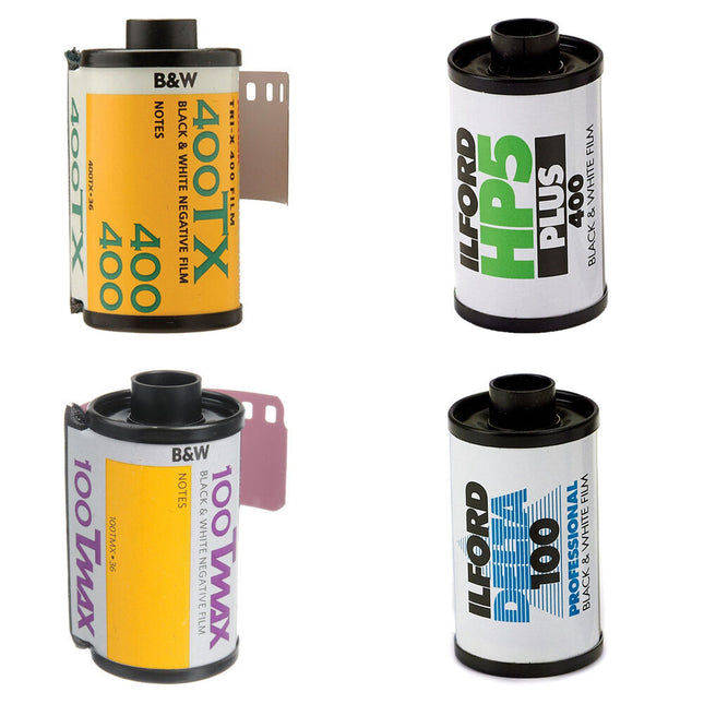 Kodak Professional Ilford Delta Kit de película blanco y negro 35mm ISO 100 y 400 4 rollos 36 exposiciones