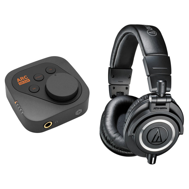 IK Multimedia ARC ON•EAR Amplificador y DAC con Auriculares ATH-M50X 45mm Plegable y Aislamiento Sonoro