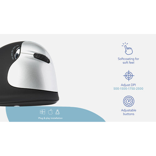R-Go Tools Break Ratón Inalámbrico Vertical Bluetooth 2400 dpi Ergónomico Diestro Grande