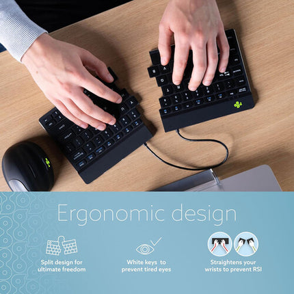 R-Go Tools Ergonomic Split Break Teclado Inalámbrico Bluetooth 5.0 Negro