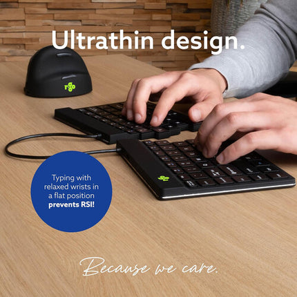 R-Go Tools Ergonomic Split Break Teclado Inalámbrico Bluetooth 5.0 Negro