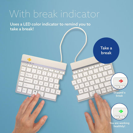 R-Go Tools Ergonomic Split Break Teclado Inalámbrico Bluetooth 5.0 Blanco