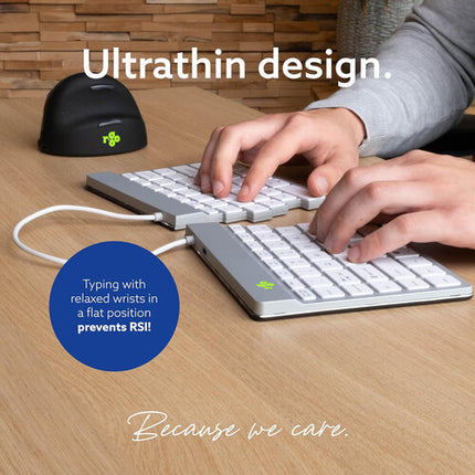 R-Go Tools Ergonomic Split Break Teclado Inalámbrico Bluetooth 5.0 Blanco