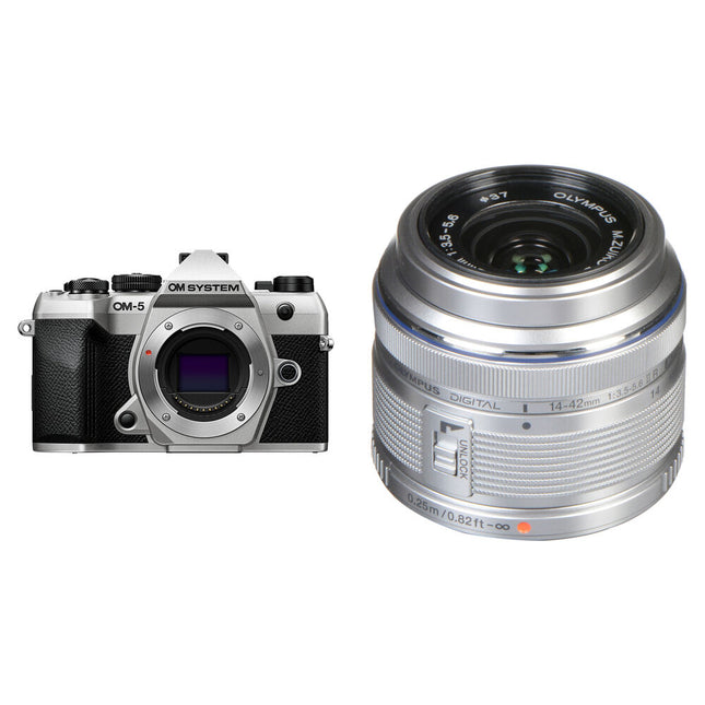 OM SYSTEM OM-5 Mark II Cámara Sin Espejo Sensor 20.4MP Vídeo 4K con Lente 14-42mm f35-56 Plata