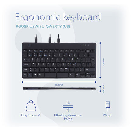R-Go Tools Split Break Teclado Ergonómico Alámbrico USB-C Negro