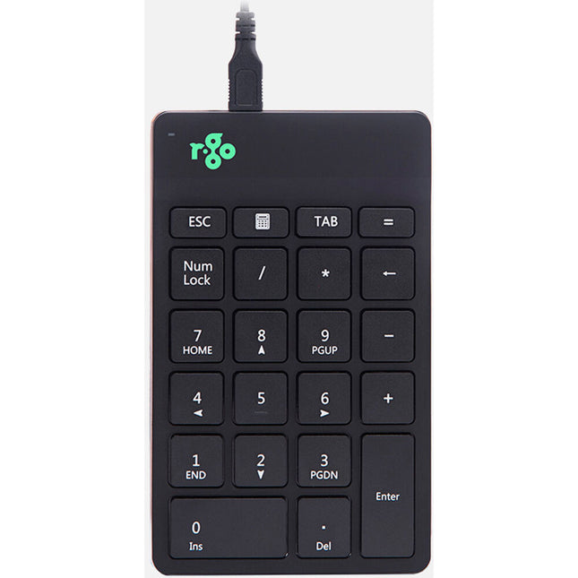 R-Go Tools Wired Numpad Break Teclado Numérico USB-C Ergonomía LED Negro